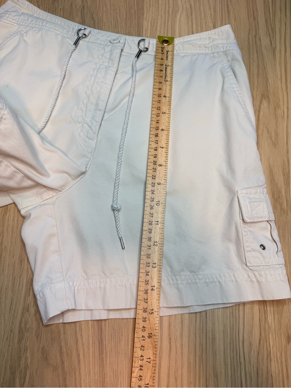 TALBOTS High Rise 100% Cotton Coastal Cargo Cream Beige Women’s Shorts Size 6 - Picture 11 of 15